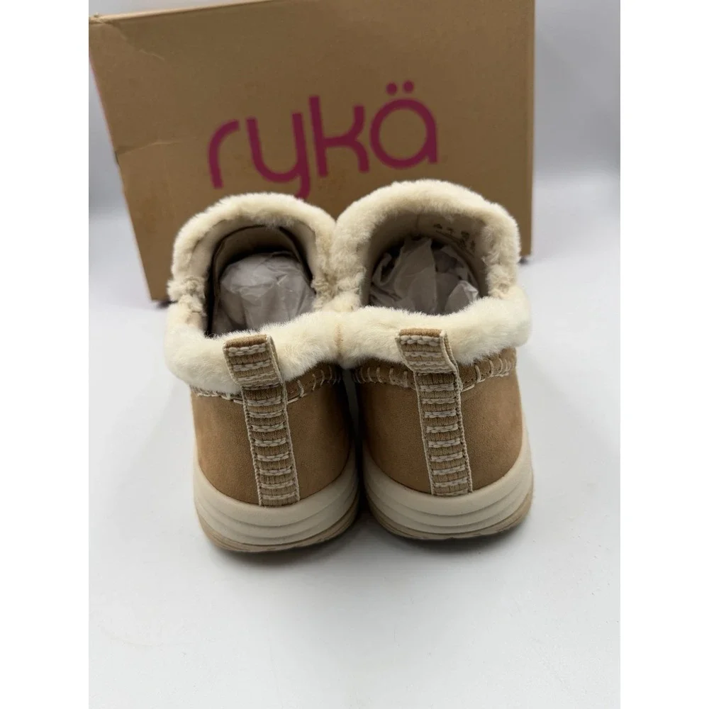 Ryka Arrow Cozy Lined Slip On Boots Honey Brown Water Repellent Wide 6.5W NIB